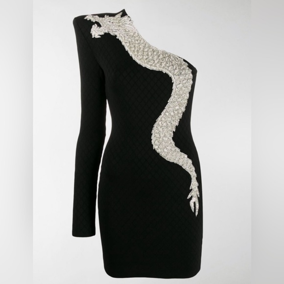 NFS - HOLD - 2019 Fall Collection - BALMAIN one shoulder dragon dress size 6 - Picture 2 of 4